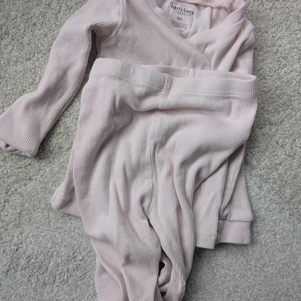 Burt's Bees Baby Soft Pink Ribbed Bamboo Pajamas